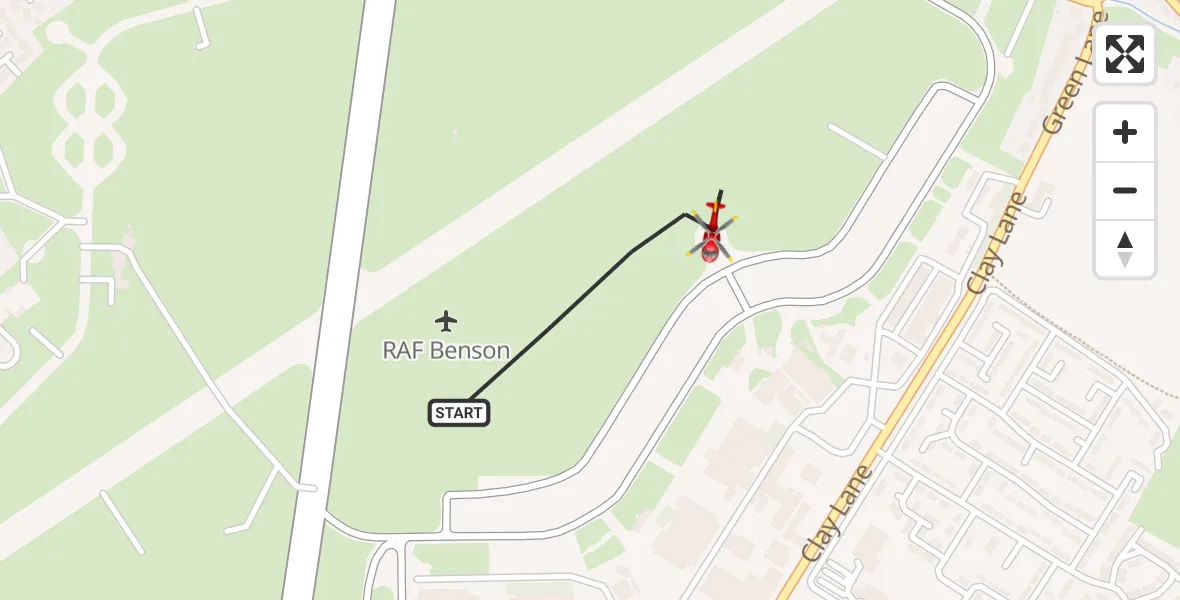 Flight route Air Ambulance Helicopter RAF Benson - RAF Benson, 19 August 2026, 09:38