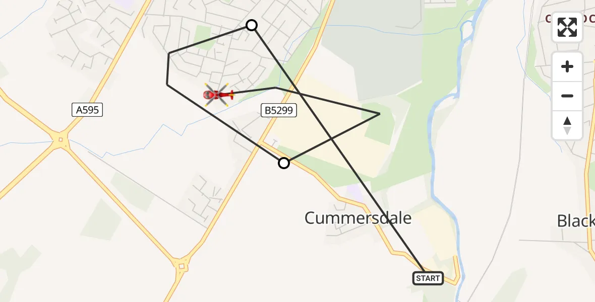 Flight route Air Ambulance Helicopter Blackwell - Blackwell, 19 August 2026, 09:51