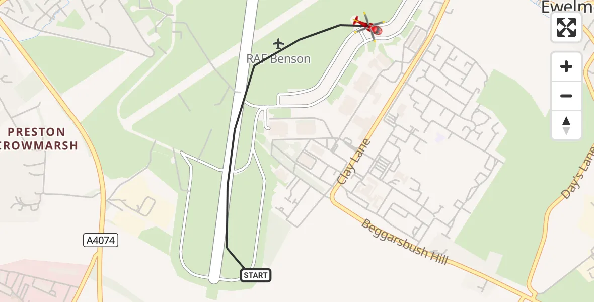 Flight route Air Ambulance Helicopter RAF Benson - RAF Benson, 19 August 2026, 10:06
