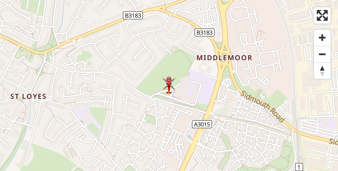Flight route Air Ambulance Helicopter Exeter - Exeter, 19 August 2026, 10:37