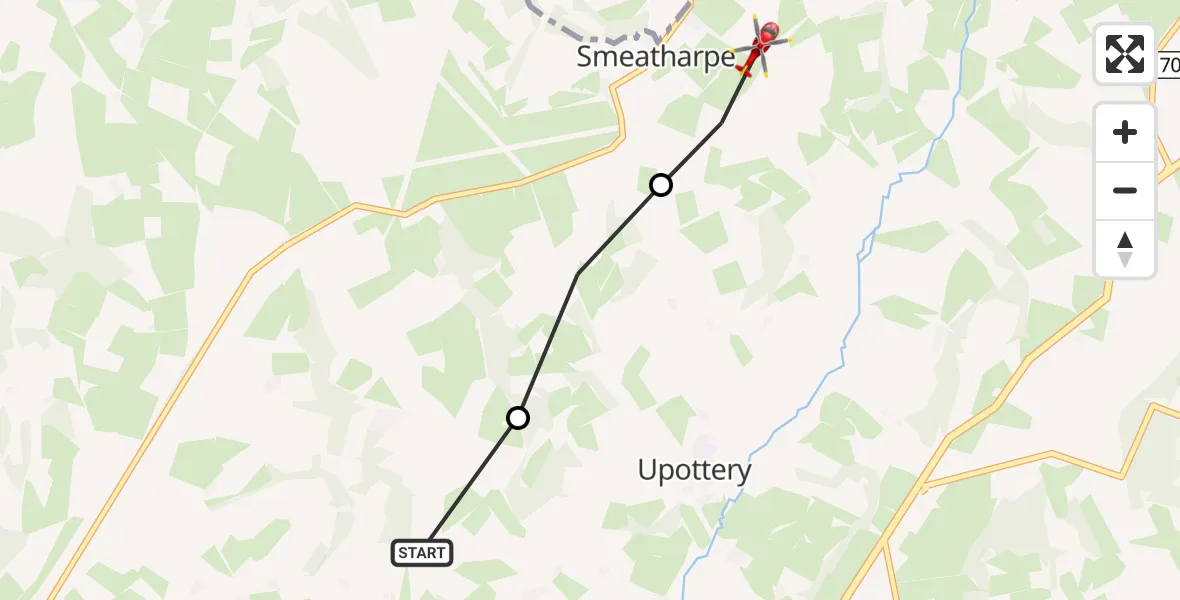 Flight route Air Ambulance Helicopter Luppitt - Smeatharpe, 19 August 2026, 10:43