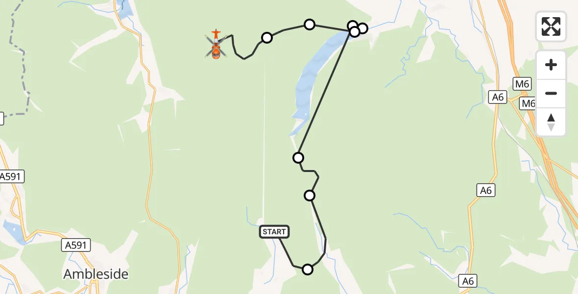 Flight route Coastguard Helicopter Kentmere - Martindale, 19 August 2026, 12:17