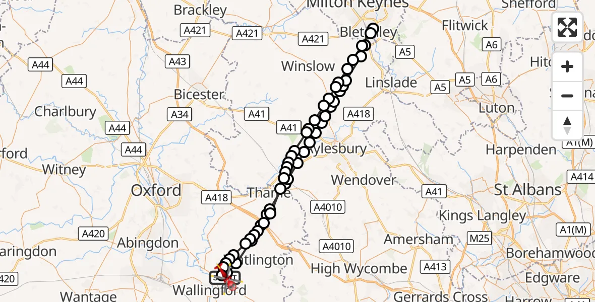 Flight route Air Ambulance Helicopter RAF Benson - RAF Benson, 19 August 2026, 12:50