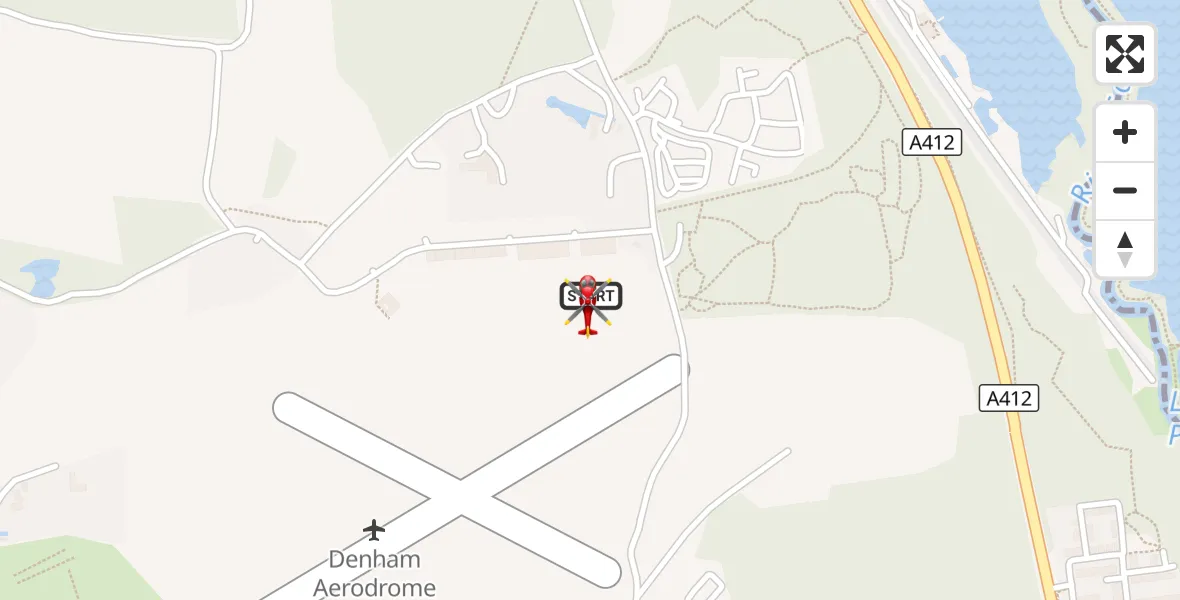 Flight route Air Ambulance Helicopter Denham Aerodrome - Denham Aerodrome, 19 August 2026, 12:57