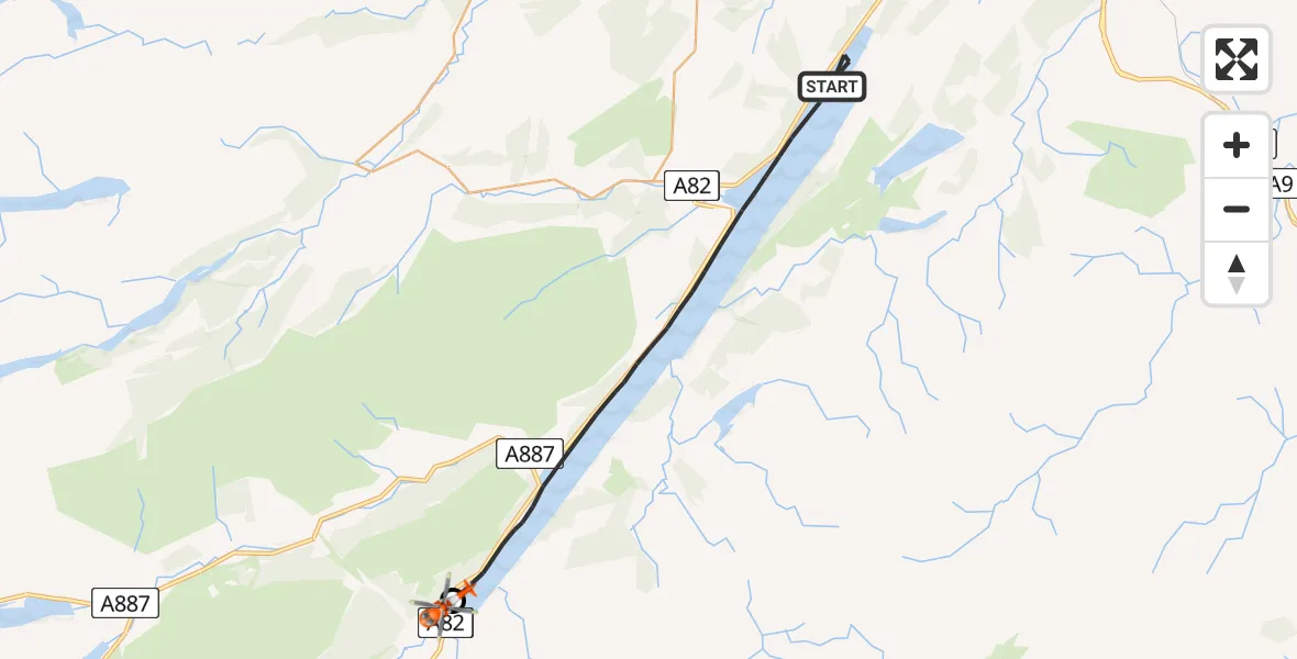 Flight route Coastguard Helicopter Loch Ness - Fort Augustus, 19 August 2026, 13:00