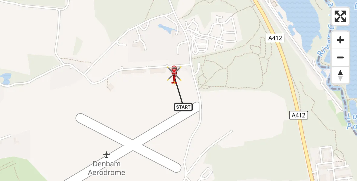 Flight route Air Ambulance Helicopter Denham Aerodrome - Denham Aerodrome, 19 August 2026, 13:18