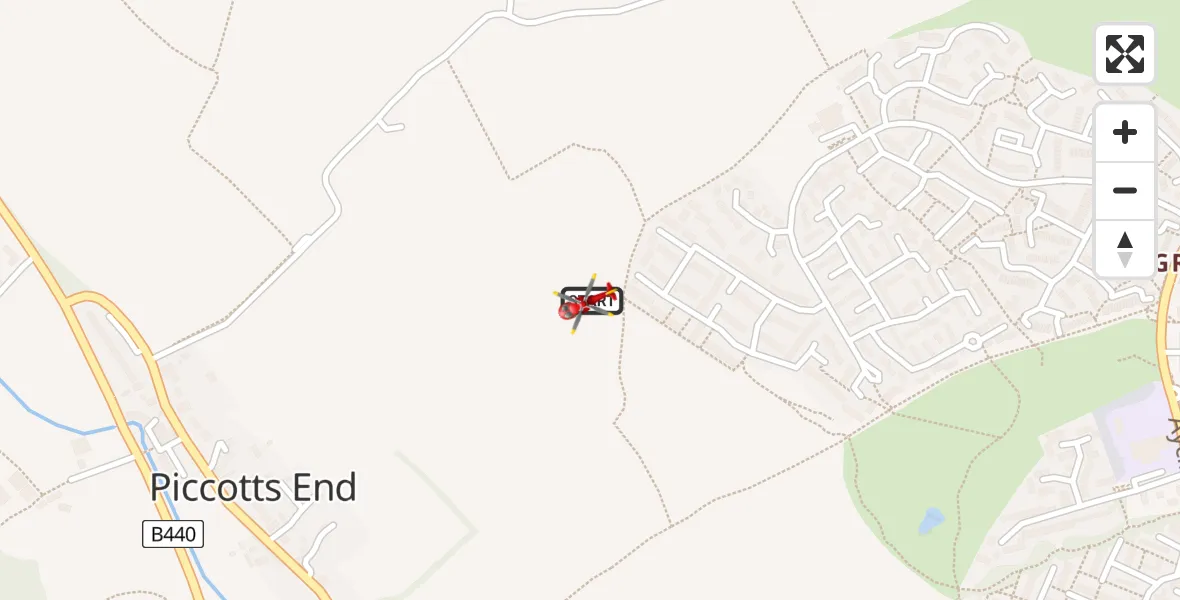 Flight route Air Ambulance Helicopter Piccotts End - Piccotts End, 19 August 2026, 13:32