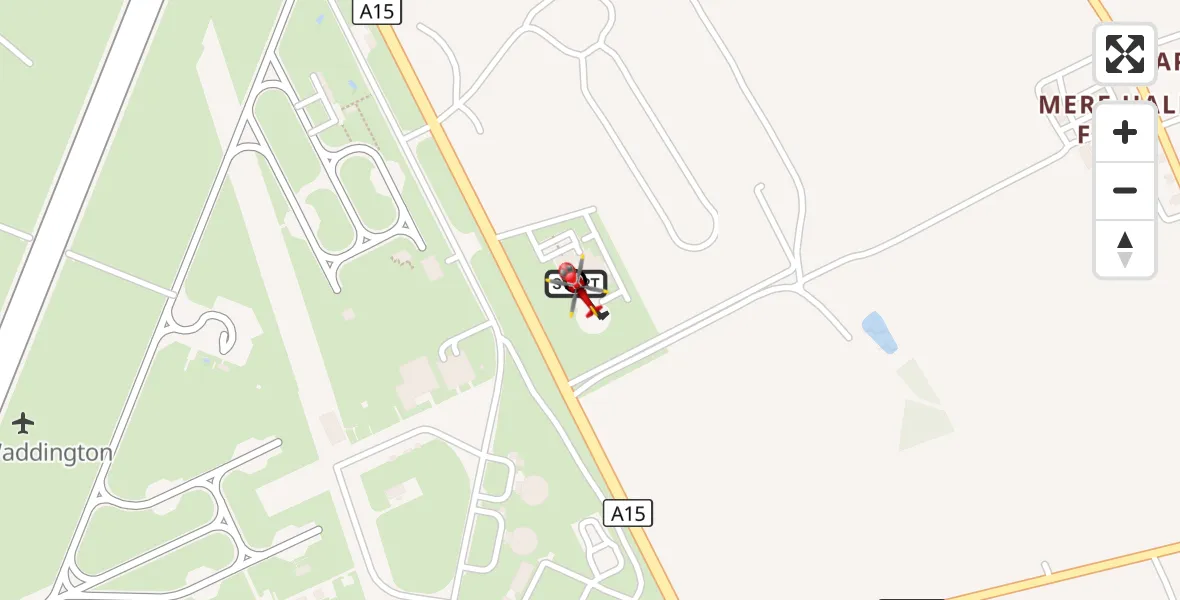 Flight route Air Ambulance Helicopter RAF Waddington - North Kesteven, 19 August 2026, 13:35