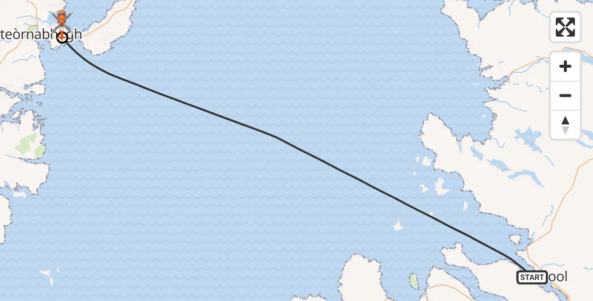 Flight route Coastguard Helicopter Inner Seas - Stornoway Airport, 19 August 2026, 15:20
