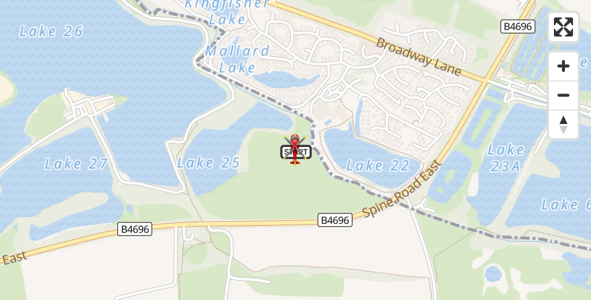 Flight route Air Ambulance Helicopter South Cerney - South Cerney, 19 August 2026, 15:37