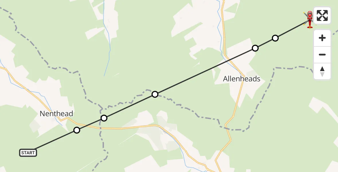 Flight route Air Ambulance Helicopter Nenthead - Allendale, 19 August 2026, 16:42