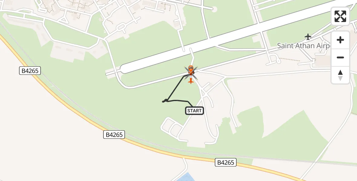 Flight route Coastguard Helicopter MOD St Athan - MOD St Athan, 19 August 2026, 19:17