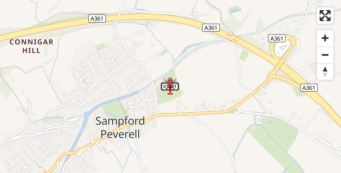 Flight route Air Ambulance Helicopter Sampford Peverell - Sampford Peverell, 19 August 2026, 20:50
