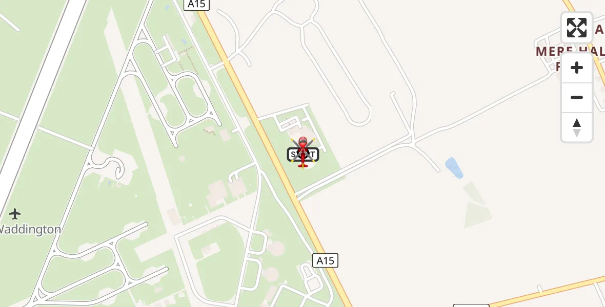 Flight route Air Ambulance Helicopter RAF Waddington - North Kesteven, 19 August 2026, 23:01
