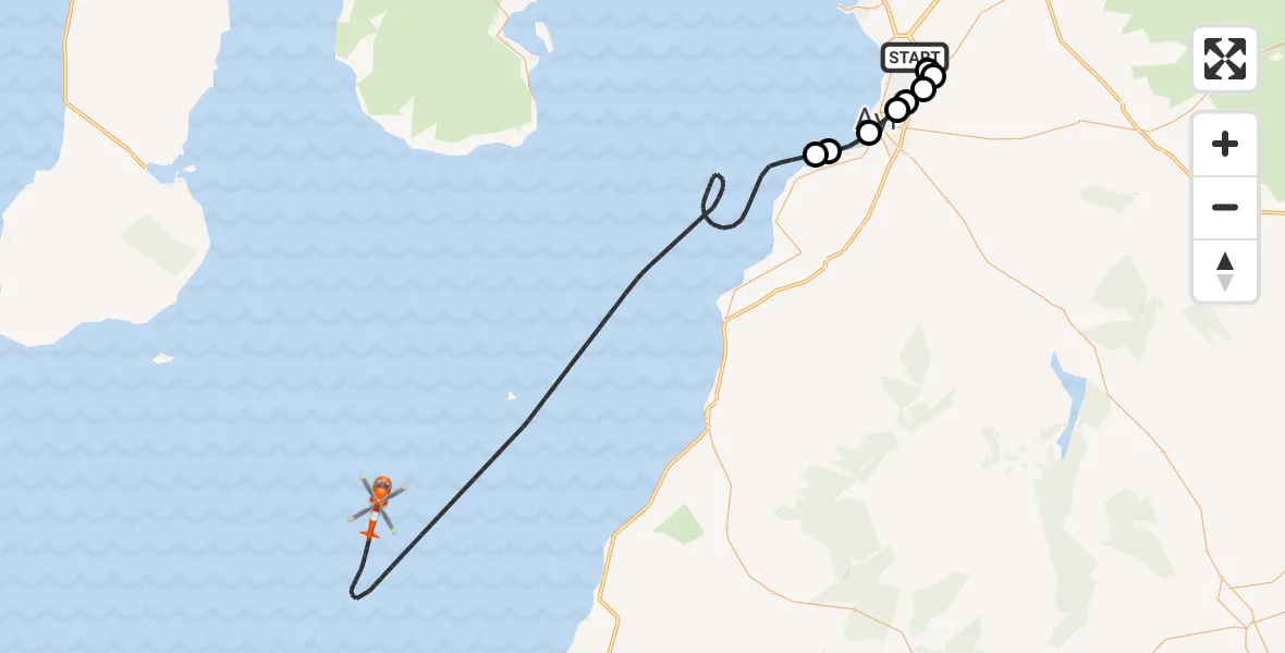 Flight route Coastguard Helicopter Glasgow Prestwick Airport - Inner Seas, 20 August 2026, 08:43