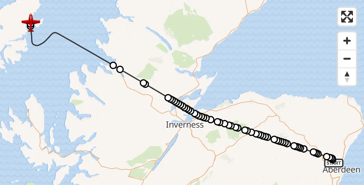 Flight route Air Ambulance Aircraft Aberdeen International Airport - Stornoway Airport, 20 August 2026, 09:03