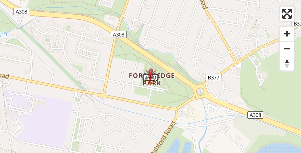Flight route Air Ambulance Helicopter Staines-upon-Thames - Staines-upon-Thames, 20 August 2026, 10:08