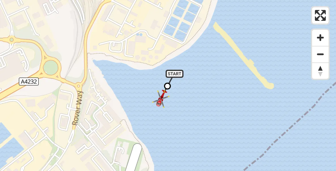 Flight route Air Ambulance Helicopter Cardiff Heliport - Cardiff Heliport, 20 August 2026, 10:24