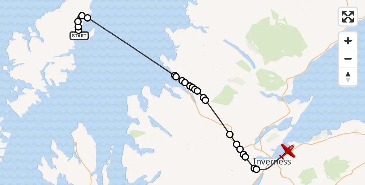 Flight route Air Ambulance Aircraft Stornoway Airport - Inverness, 20 August 2026, 10:28