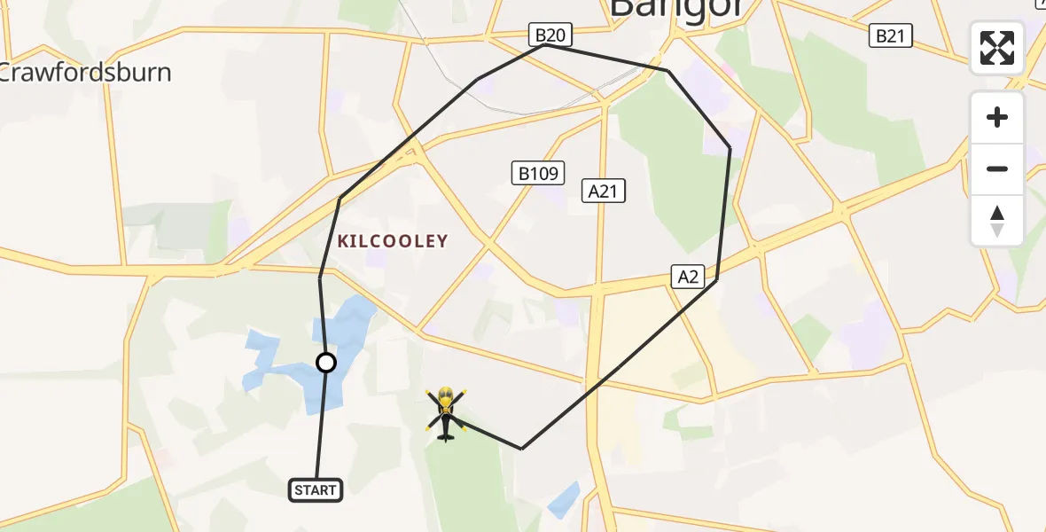 Flight route Police Helicopter Ards and North Down District Council - Bangor, 20 August 2026, 13:25
