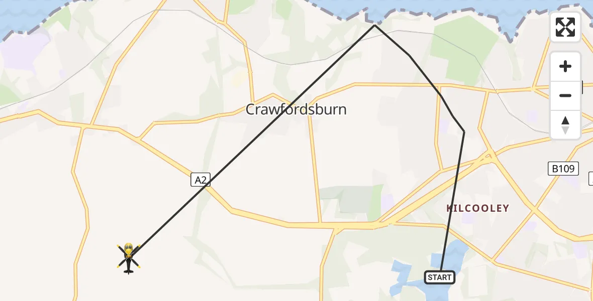 Flight route Police Helicopter Bangor - Ards and North Down District Council, 20 August 2026, 13:29