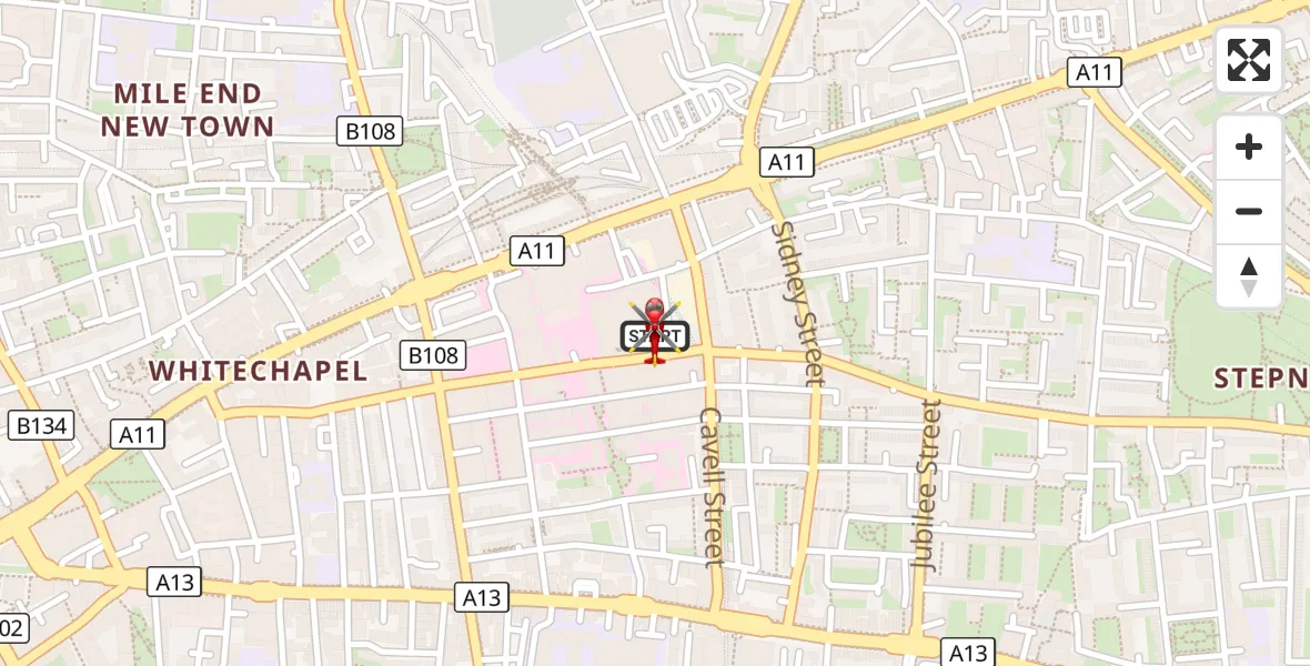 Flight route Air Ambulance Helicopter Royal London Hospital - Royal London Hospital, 20 August 2026, 13:29