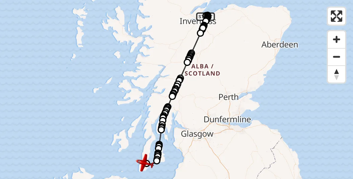 Flight route Air Ambulance Aircraft Inverness Airport - Campbeltown, 20 August 2026, 13:43