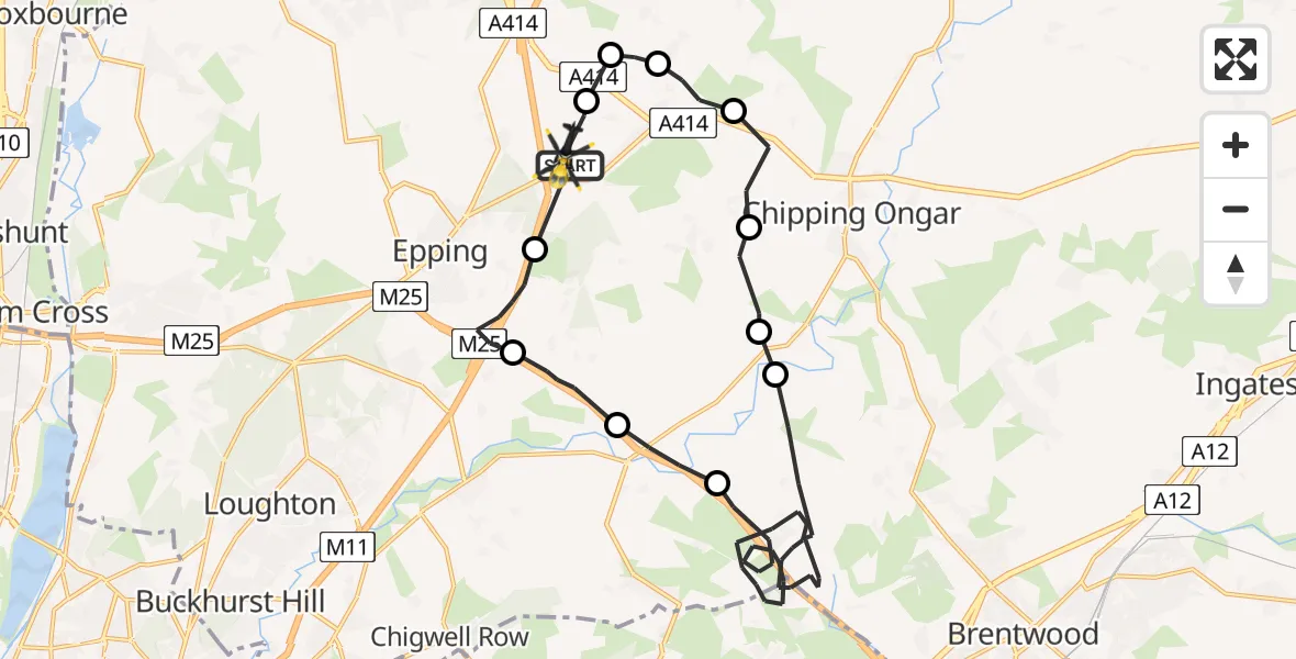 Flight route Police Helicopter North Weald Airfield - North Weald Airfield, 20 August 2026, 13:54