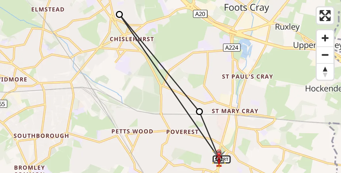 Flight route Air Ambulance Helicopter Poverest - Poverest, 20 August 2026, 15:24