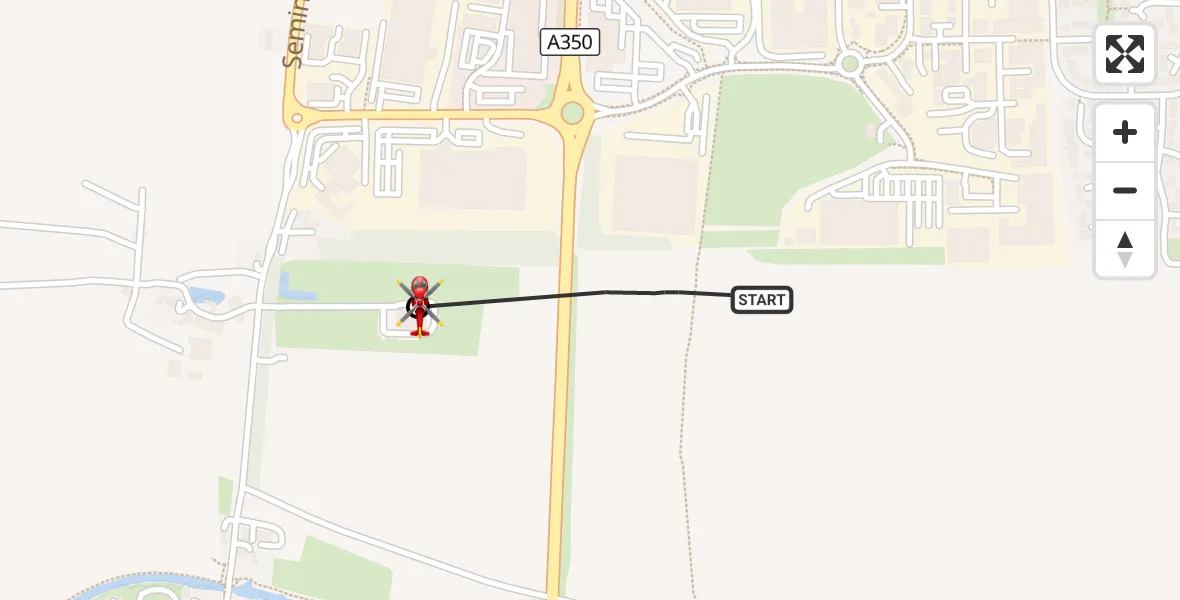 Flight route Air Ambulance Helicopter Melksham - Wiltshire Air Ambulance, 20 August 2026, 15:53
