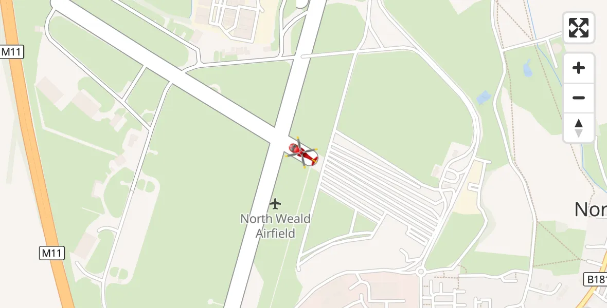 Flight route Air Ambulance Helicopter North Weald Airfield - North Weald Airfield, 20 August 2026, 18:30