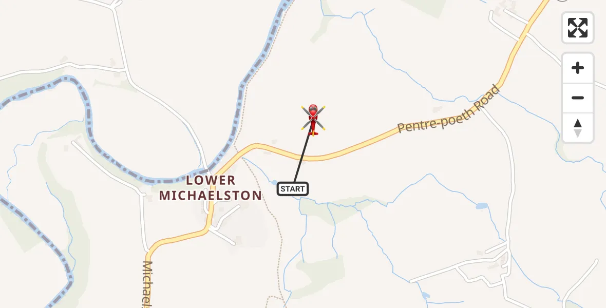 Flight route Air Ambulance Helicopter Rhiwderin - Rhiwderin, 20 August 2026, 18:38