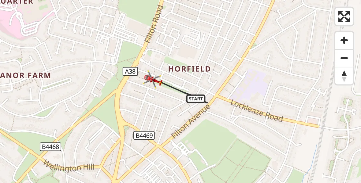 Flight route Air Ambulance Helicopter Bristol - Bristol, 20 August 2026, 18:58