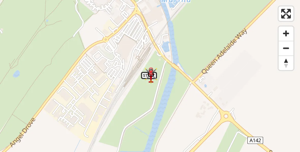 Flight route Air Ambulance Helicopter Stuntney - Ely, 20 August 2026, 20:19