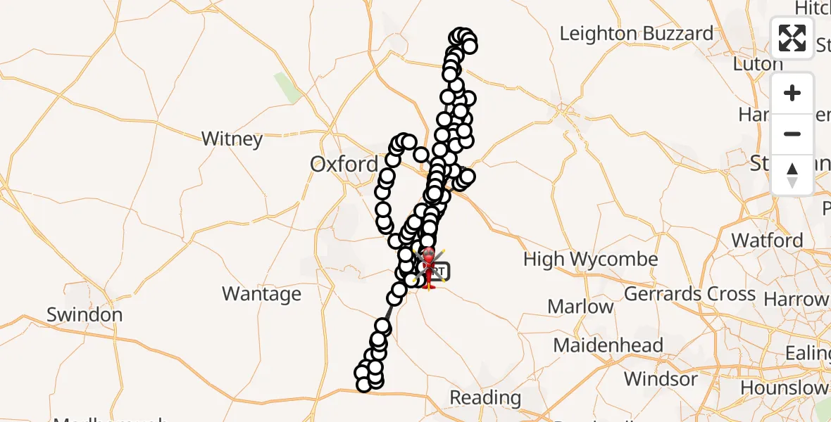 Flight route Air Ambulance Helicopter RAF Benson - RAF Benson, 21 August 2026, 06:49