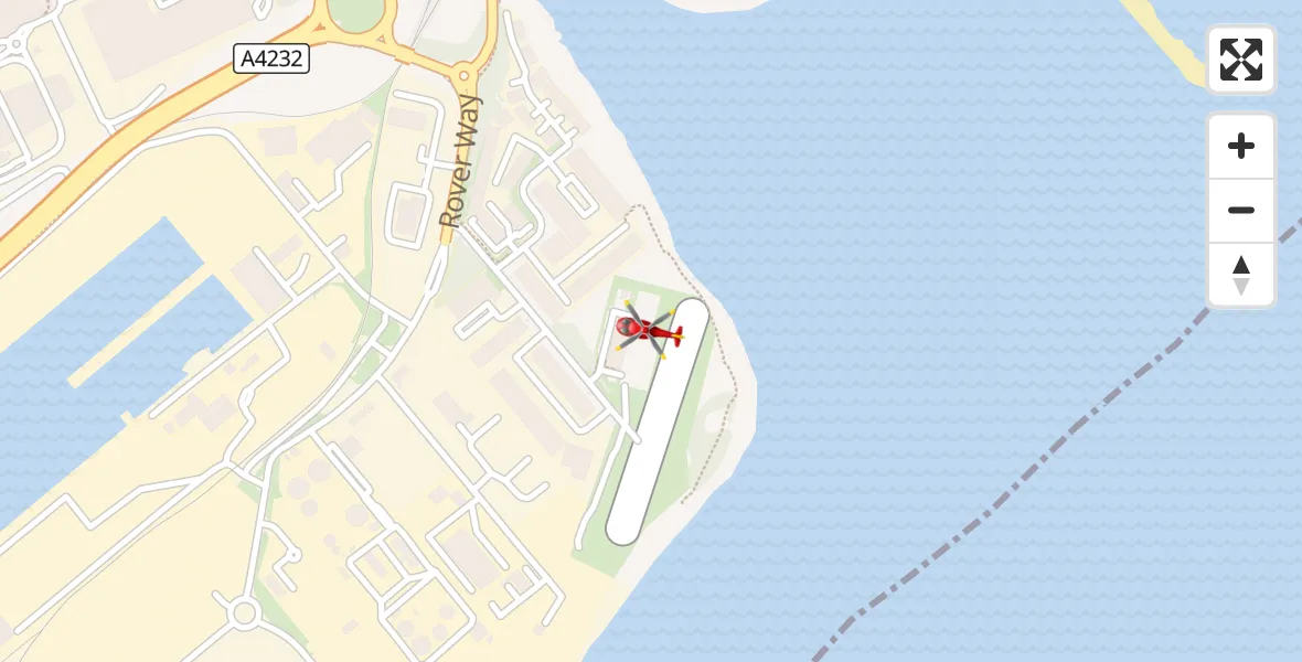 Flight route Air Ambulance Helicopter Cardiff Heliport - Cardiff Heliport, 21 August 2026, 12:36