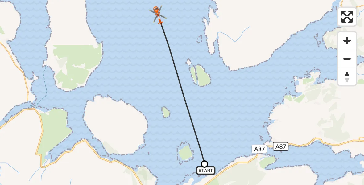 Flight route Coastguard Helicopter Breakish - Breacais - Inner Seas, 21 August 2026, 14:09