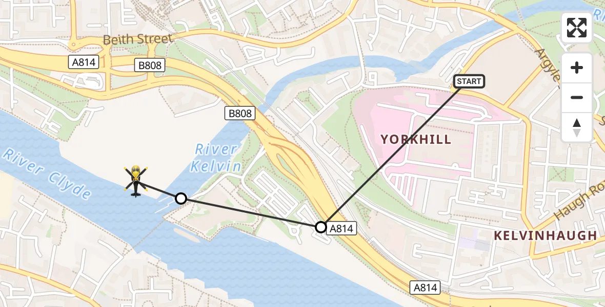 Flight route Police Helicopter Glasgow - Glasgow, 21 August 2026, 14:13