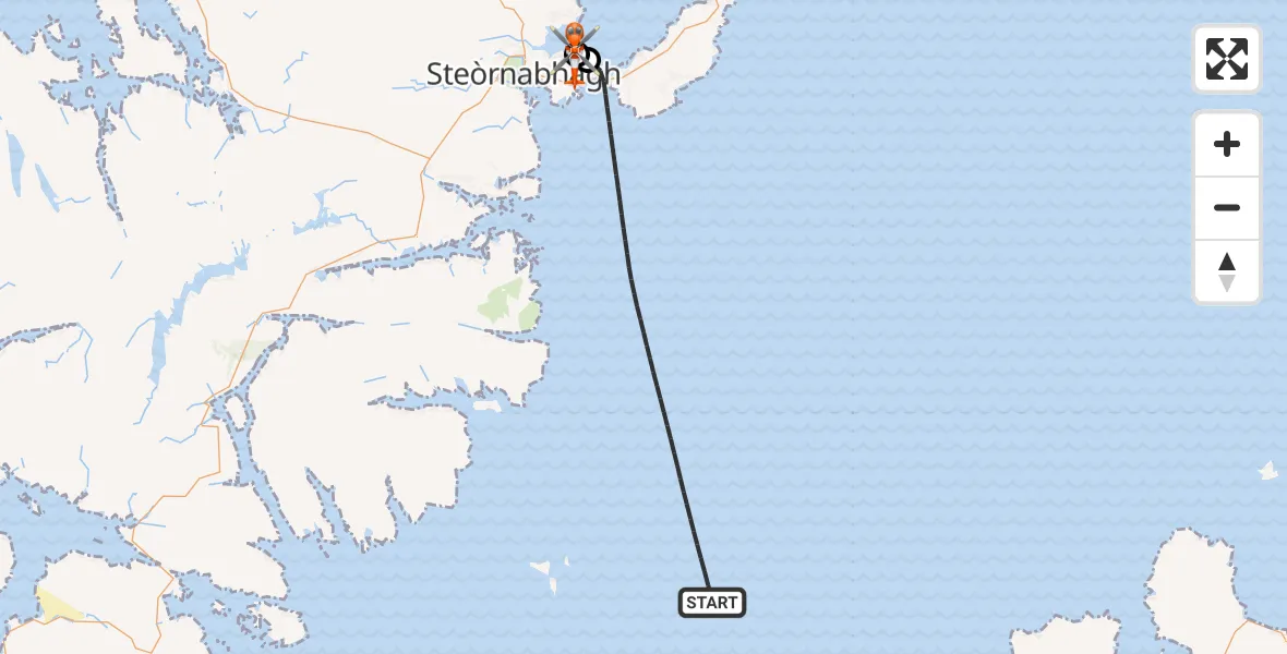 Flight route Coastguard Helicopter Inner Seas - Stornoway Airport, 21 August 2026, 14:28