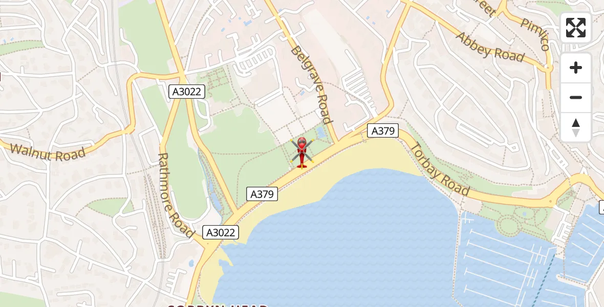 Flight route Air Ambulance Helicopter Torquay - Torquay, 21 August 2026, 18:55