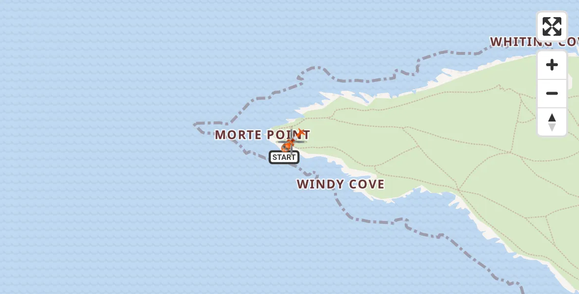 Flight route Coastguard Helicopter Mortehoe - Mortehoe, 21 August 2026, 19:06