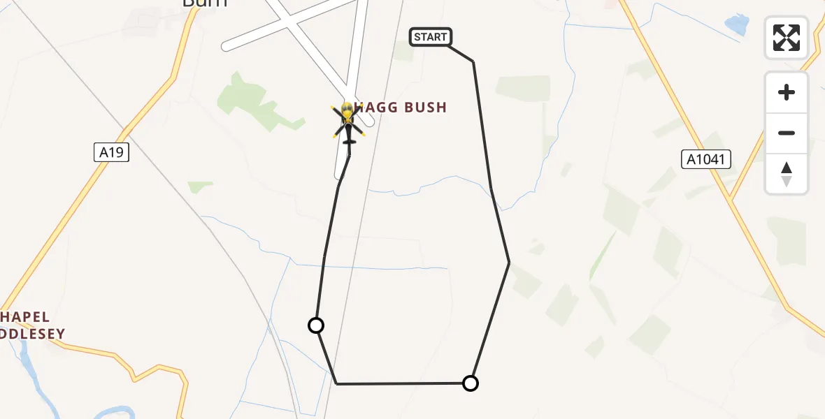 Flight route Police Helicopter Burn - Burn, 21 August 2026, 21:35