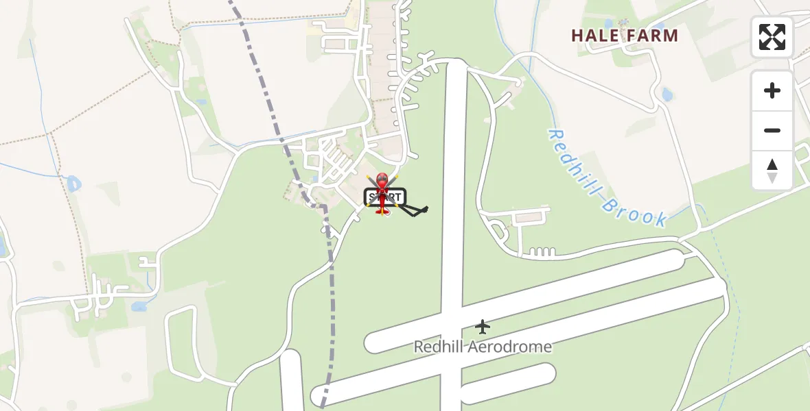 Flight route Air Ambulance Helicopter Redhill Aerodrome - Redhill Aerodrome, 21 August 2026, 21:56