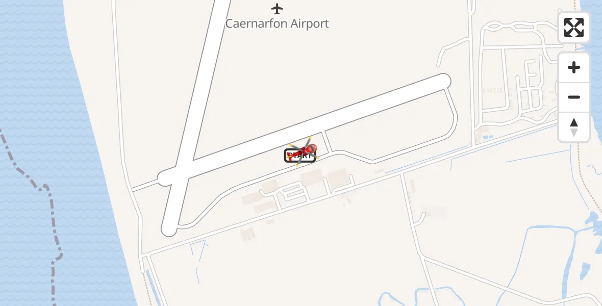 Flight route Air Ambulance Helicopter Caernarfon Airport - Caernarfon Airport, 22 August 2026, 07:52