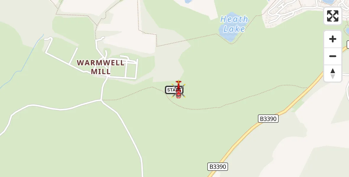 Flight route Air Ambulance Helicopter Warmwell - Warmwell, 22 August 2026, 07:52