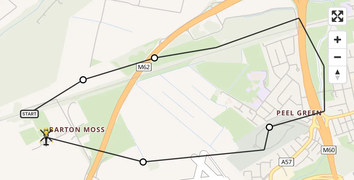 Flight route Police Helicopter Irlam - Irlam, 22 August 2026, 09:35