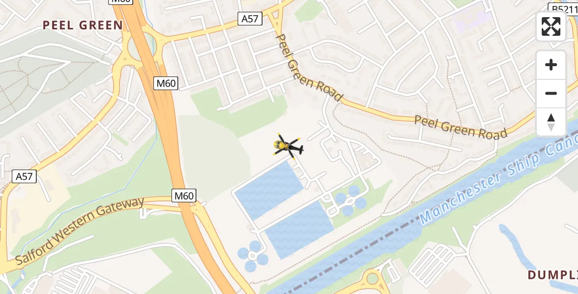 Flight route Police Helicopter Worsley - Worsley, 22 August 2026, 09:59