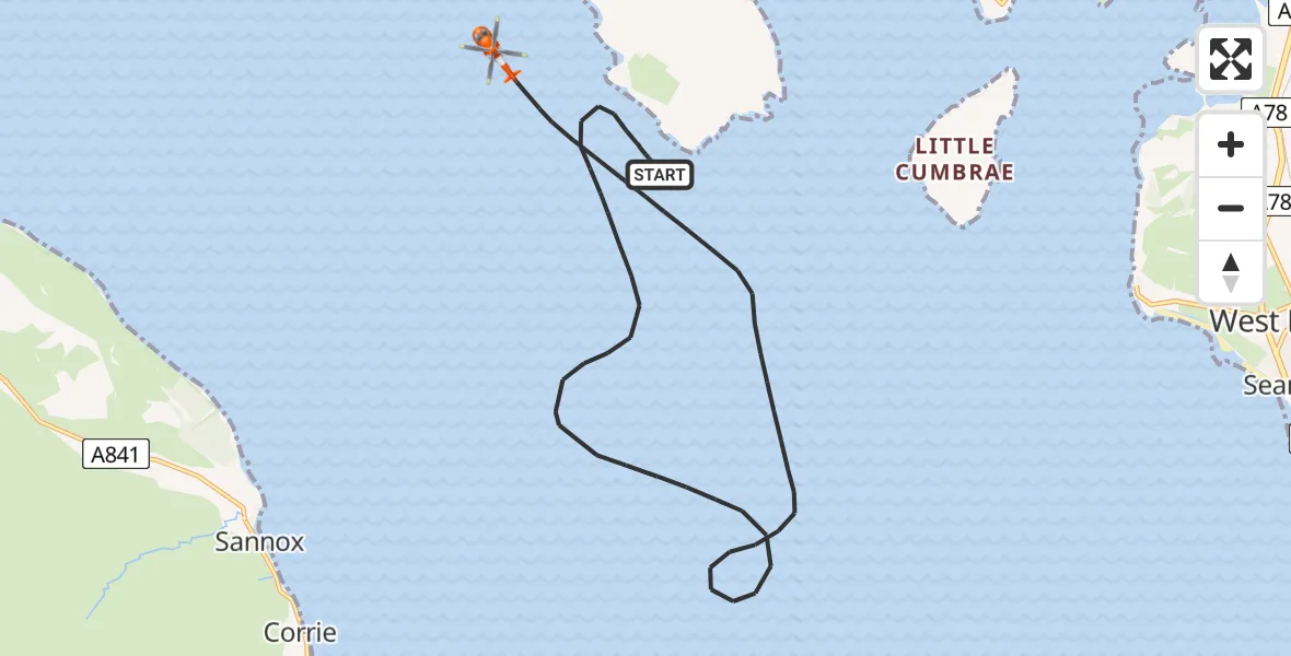 Flight route Coastguard Helicopter Inner Seas - Inner Seas, 22 August 2026, 10:28
