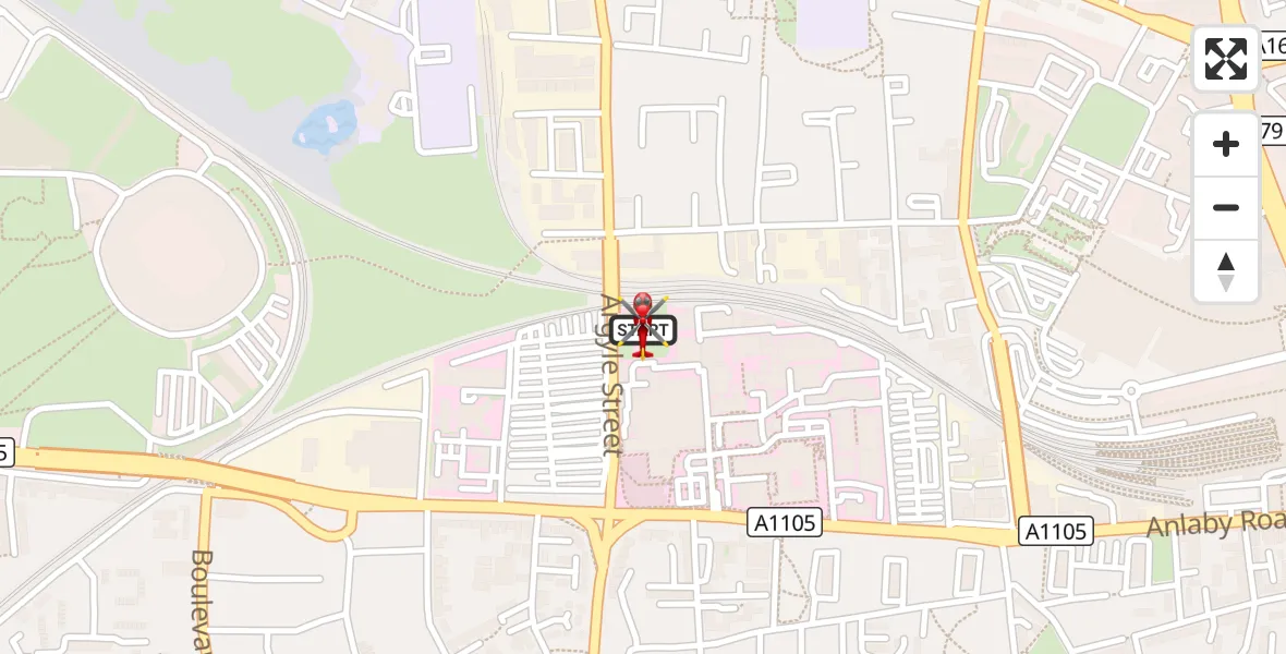 Flight route Air Ambulance Helicopter Hull Royal Infirmary - Hull Royal Infirmary, 22 August 2026, 13:41