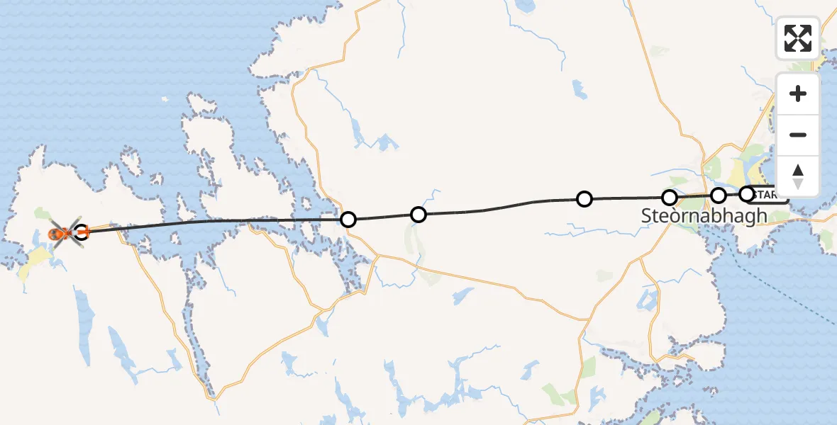 Flight route Coastguard Helicopter Stornoway Airport - Tuimisgearraidh, 22 August 2026, 13:48